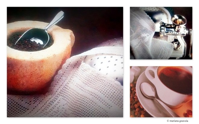 Carta à bambina com aromas de café.